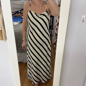 Abercrombie & Fitch Cream and Black Diagonal Stripe Maxi Dress